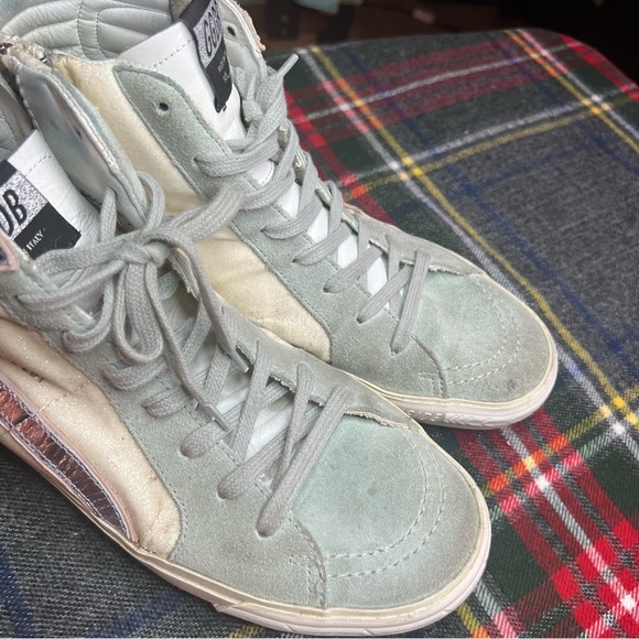 Golden Goose Gray Glitter Slide High Top Sneakers 40(9) - Picture 3 of 12